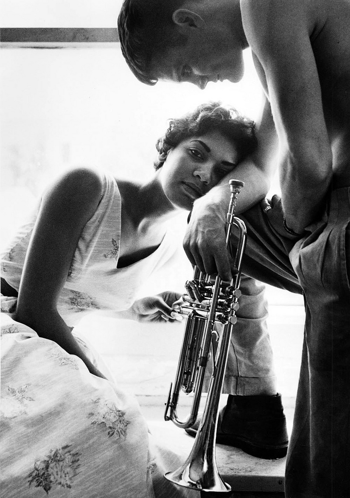 Chet Baker and his second wife Halima, 1955.jpg