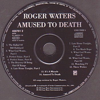 Roger Waters - Amused To Death. Columbia 468761-2. 1992..jpg